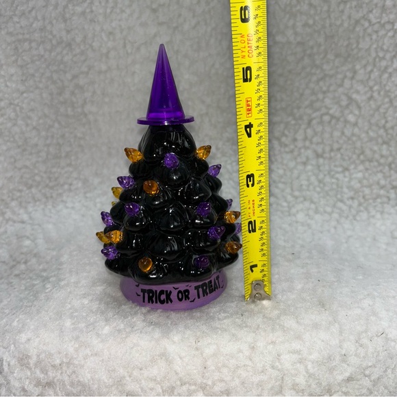 Mr Christmas small 6" Halloween tree lited purple & orange ceramic plastic READ - Picture 10 of 12